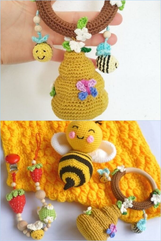 Beehive Rattle 14 Easy Crochet Baby Rattle Patterns For Infants - The Newlywed