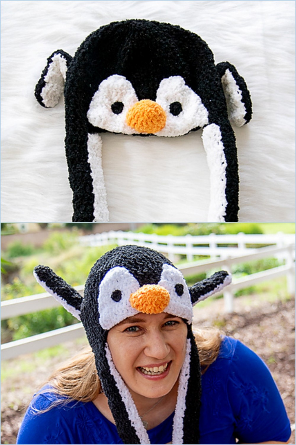 Crochet Penguin Hat With Movable Wings Pattern