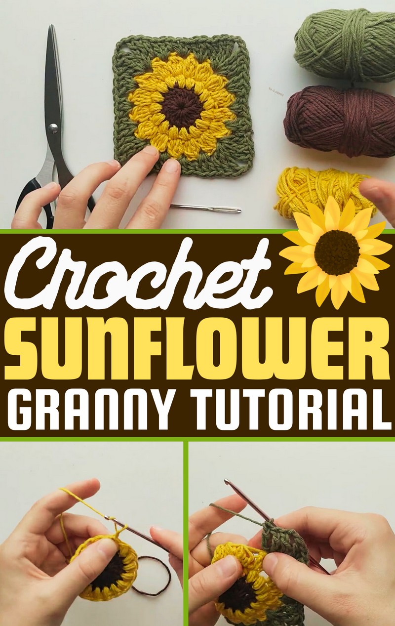 Simple Crochet Sunflower Granny Square Pattern