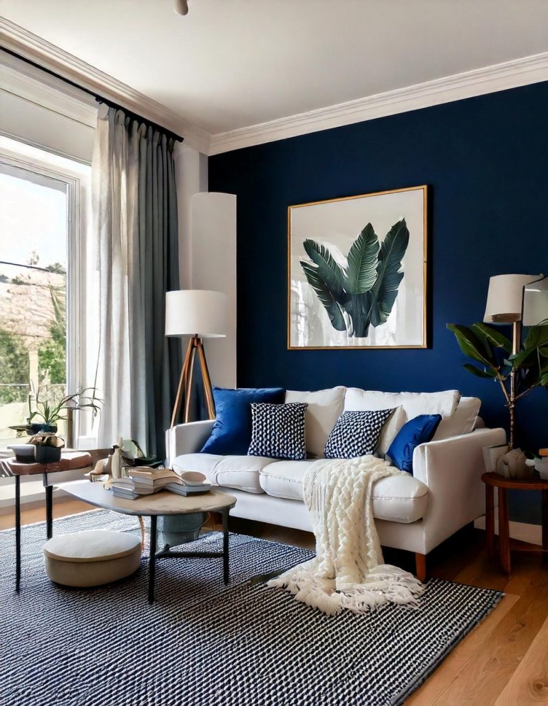 20 Cozy Looking Navy And White Living Room Ideas - The Newlywed