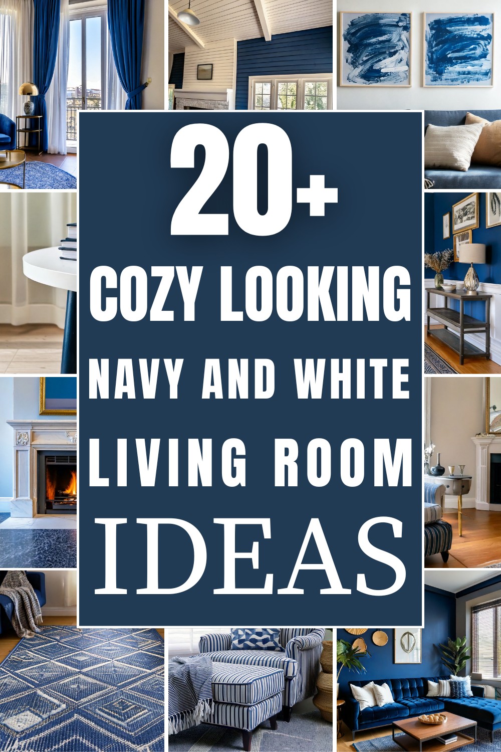 20 Cozy Looking Navy And White Living Room Ideas - The Newlywed
