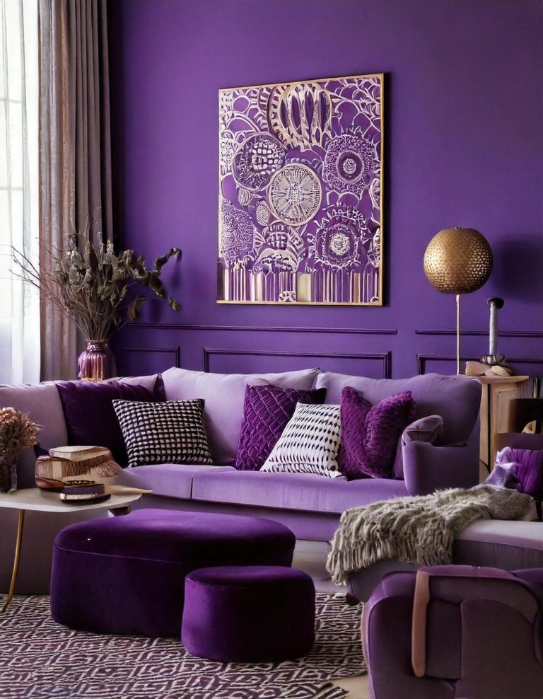 8 Super Sophisticated Modern Purple Living Room Ideas - The Newlywed