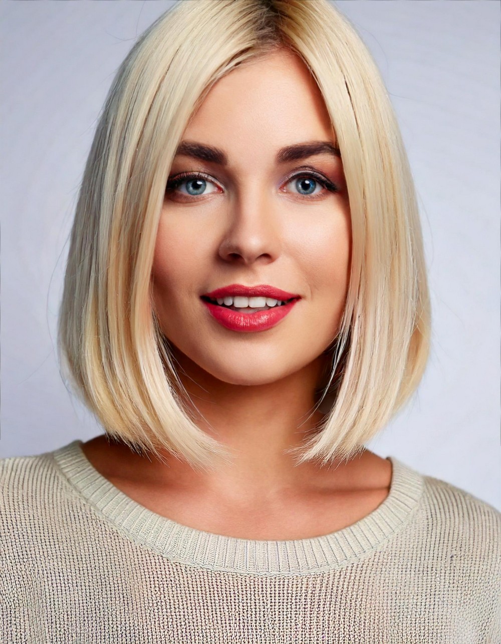 Blunt Cut with Icy Blonde Color