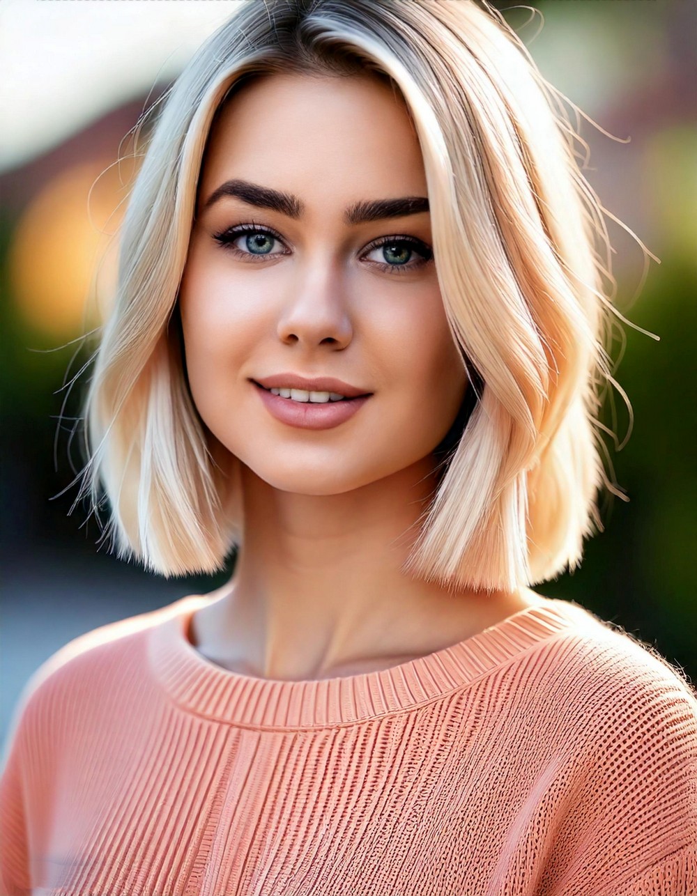 Blunt Lob in Icy Blonde