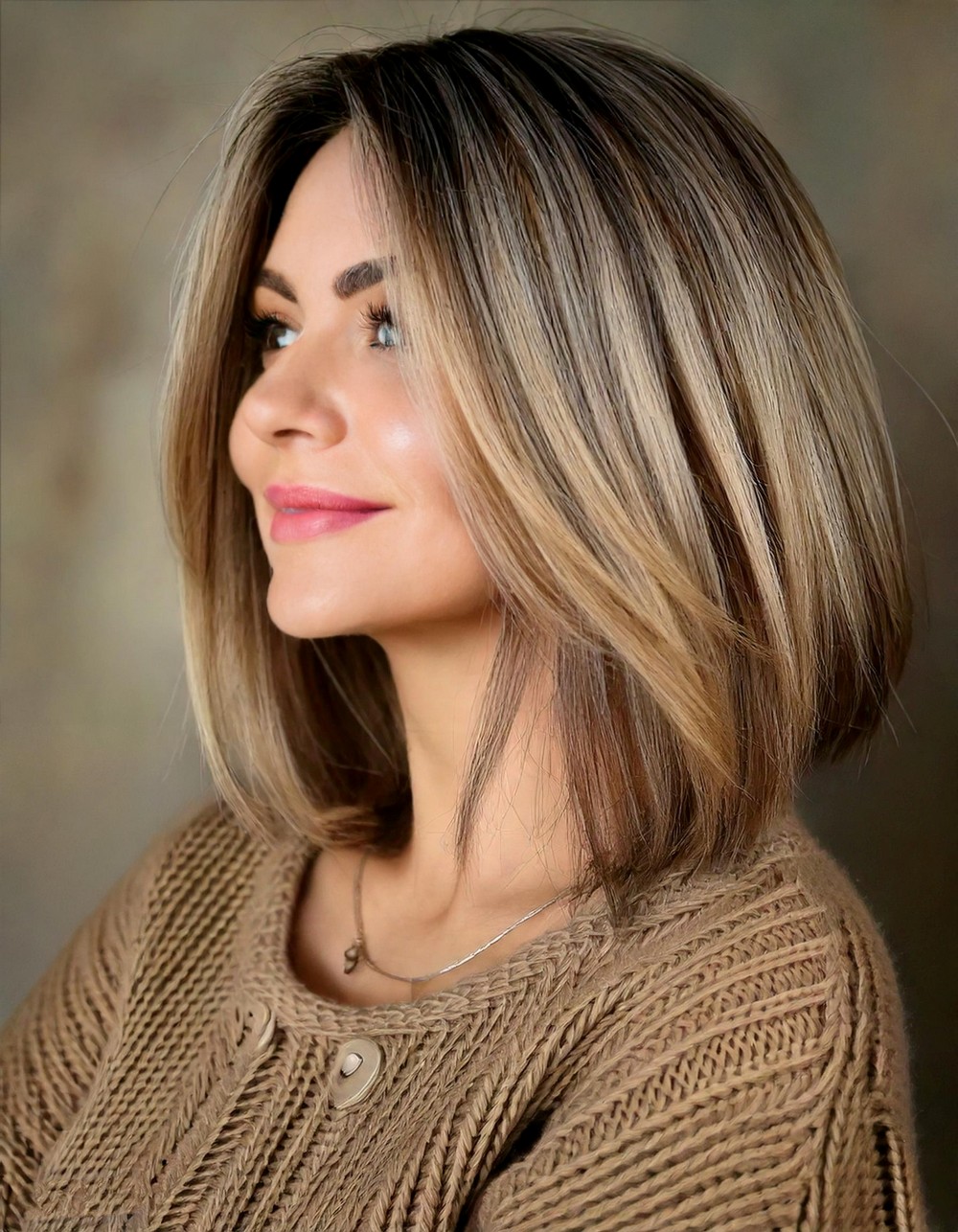 Classic Long Bob in Warm Honey Blonde
