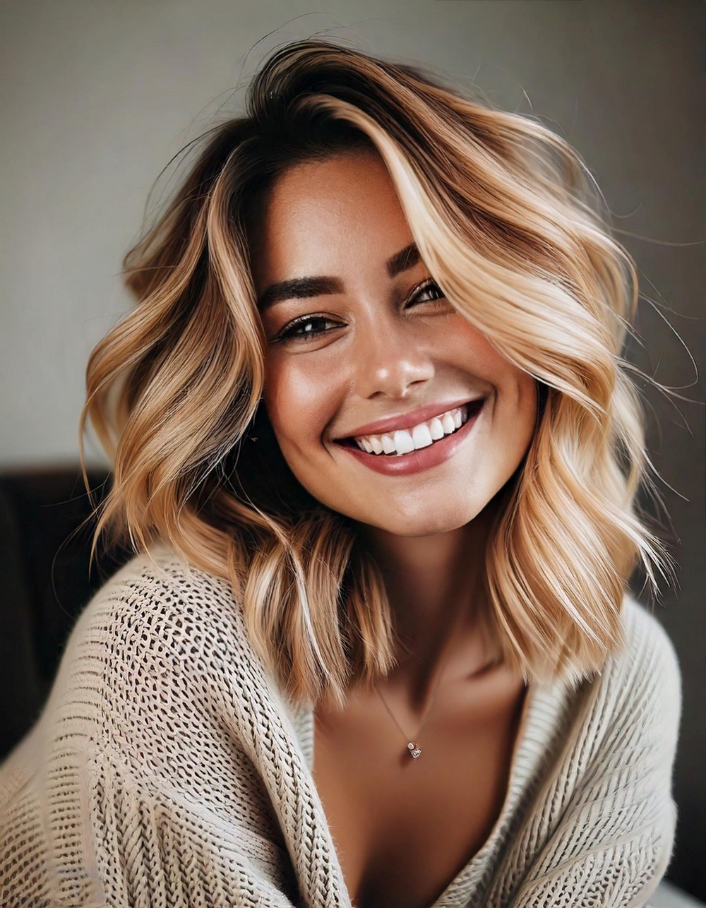Layered Ash Blonde Lob