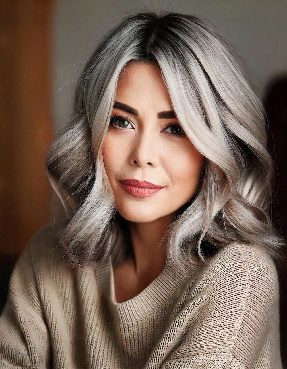 Layered Bob with Silver Highlights