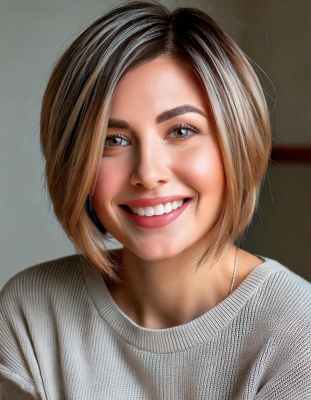Layered Pixie with Ash Brown and Blonde Streaks
