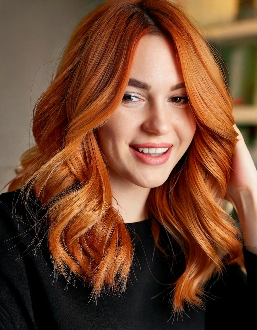 Layered Shag with Subtle Copper Hues