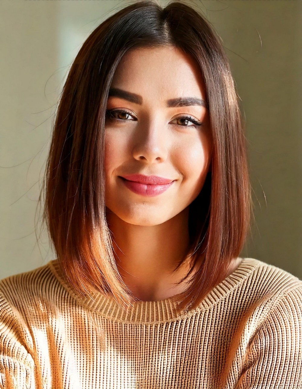 Sleek Lob with Shadow Root in Espresso