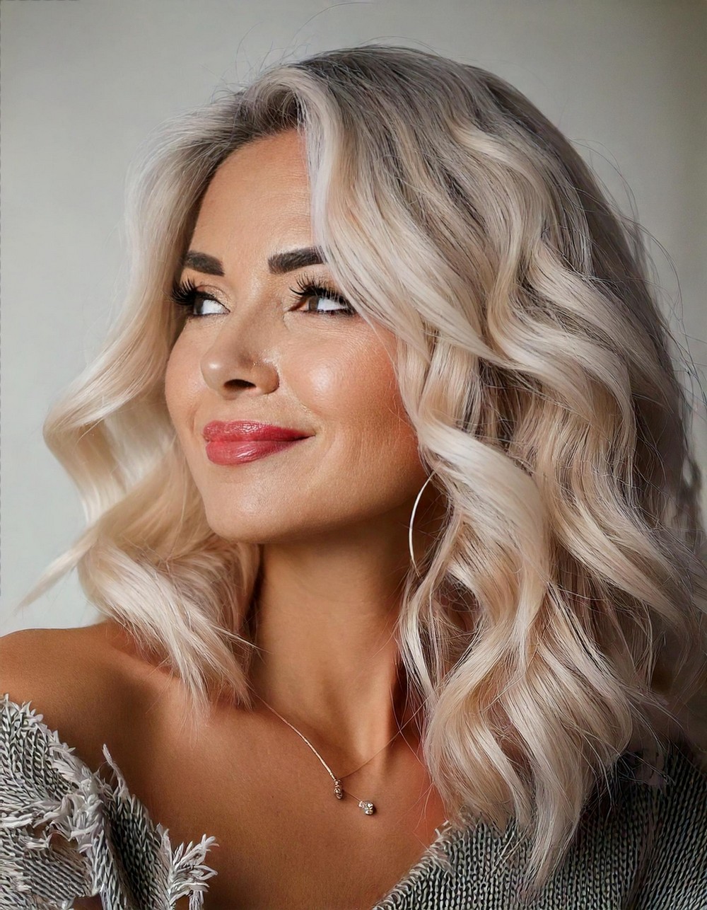 Voluminous Curls with Platinum Blonde
