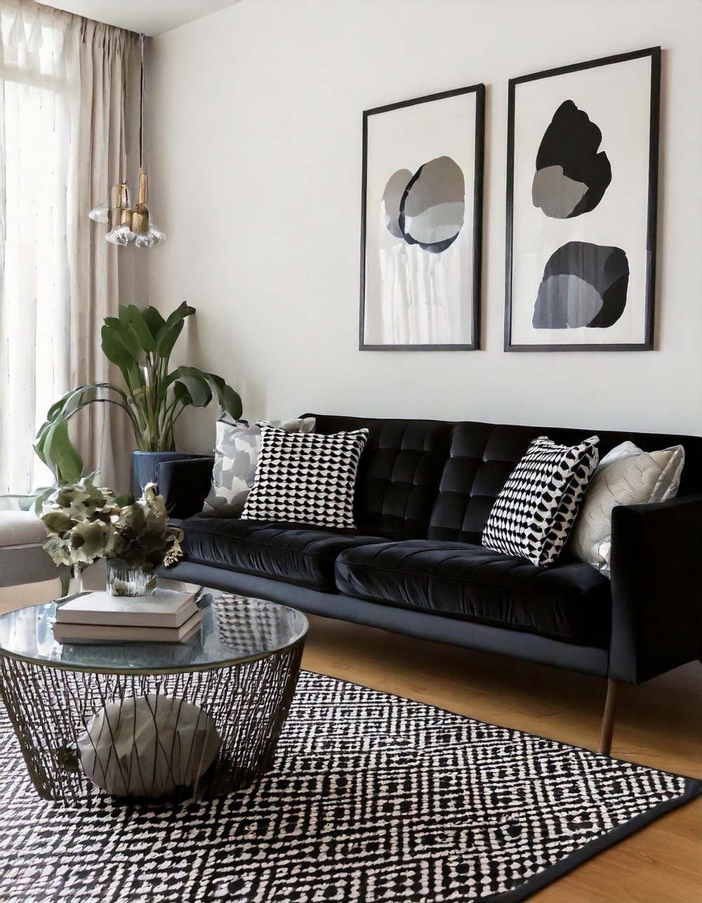 Bold Yet Balance Black White Sofa Decor