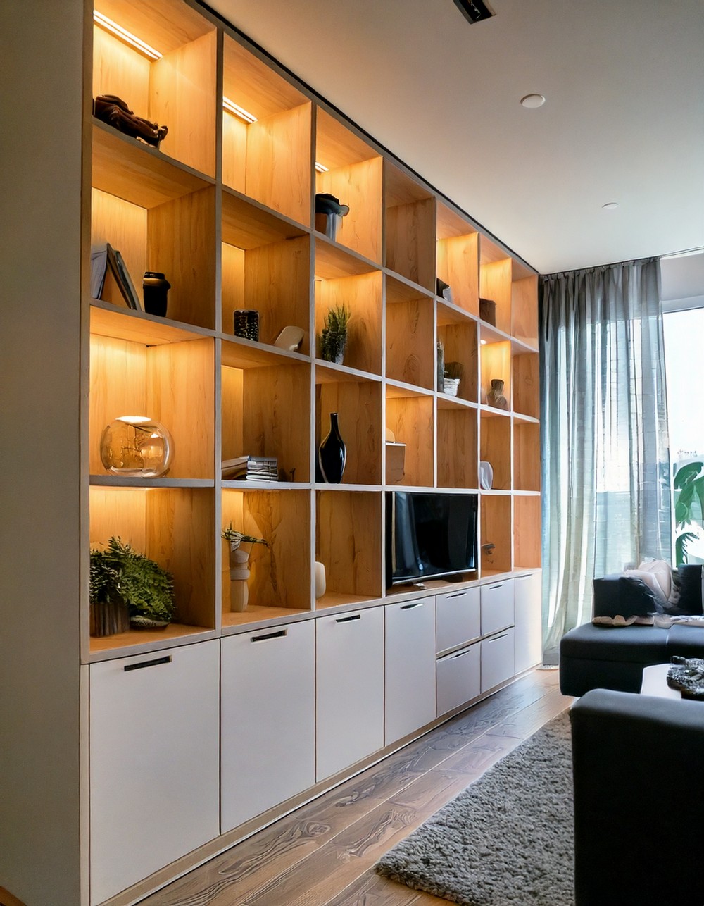 Built-in Shelving Around the TV