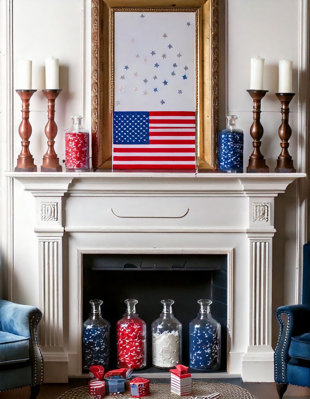 Classic 4th of July Mantel Styling
