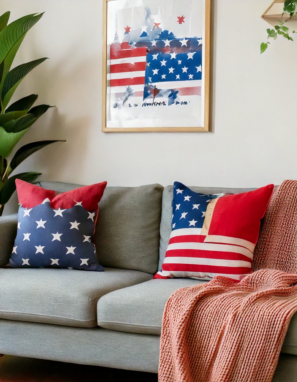 Cozy Throw Pillows with Stars and Stripes