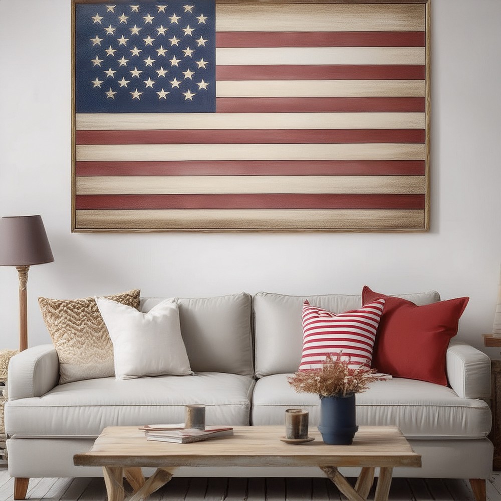 Festive American Flag-Inspired Wall Art