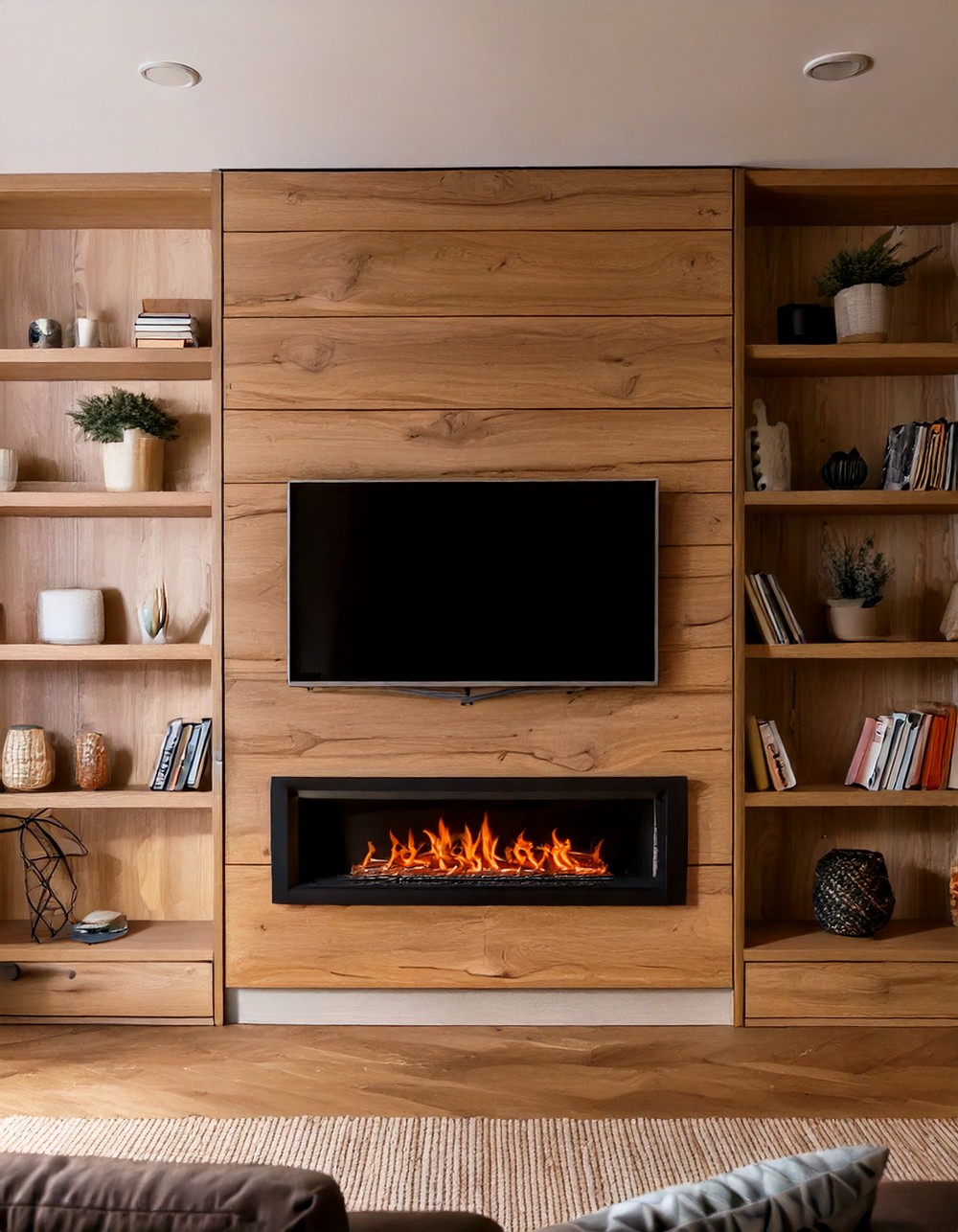 Fireplace and TV Combo Wall