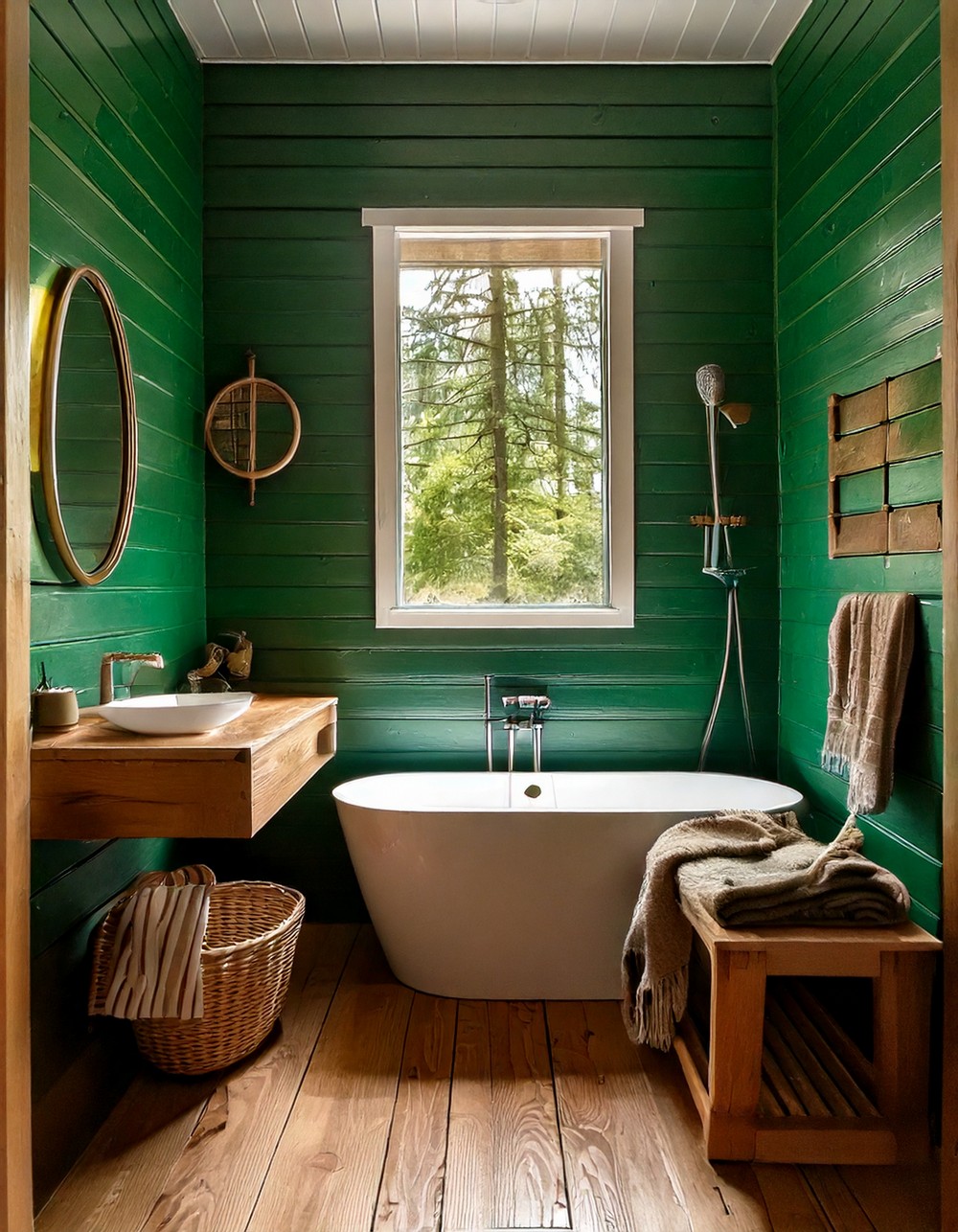 Forest Green and Natural Wood Elements