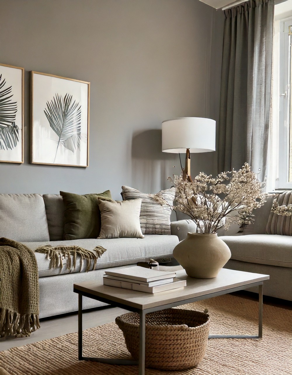Gray Living Room Cozy with Soft Textures
