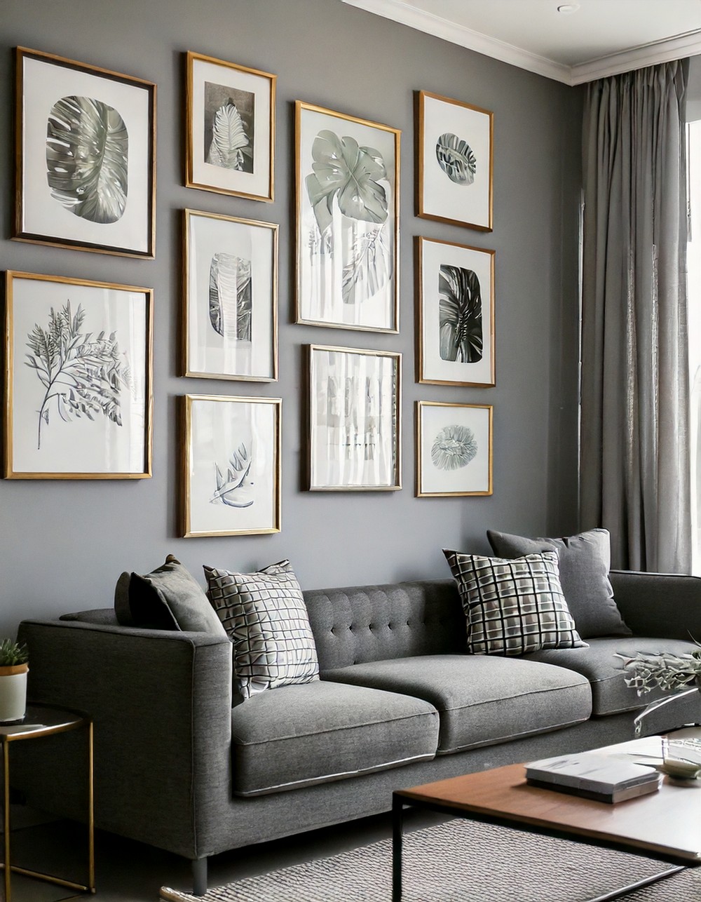 Gray Living Room with Gallery Wall