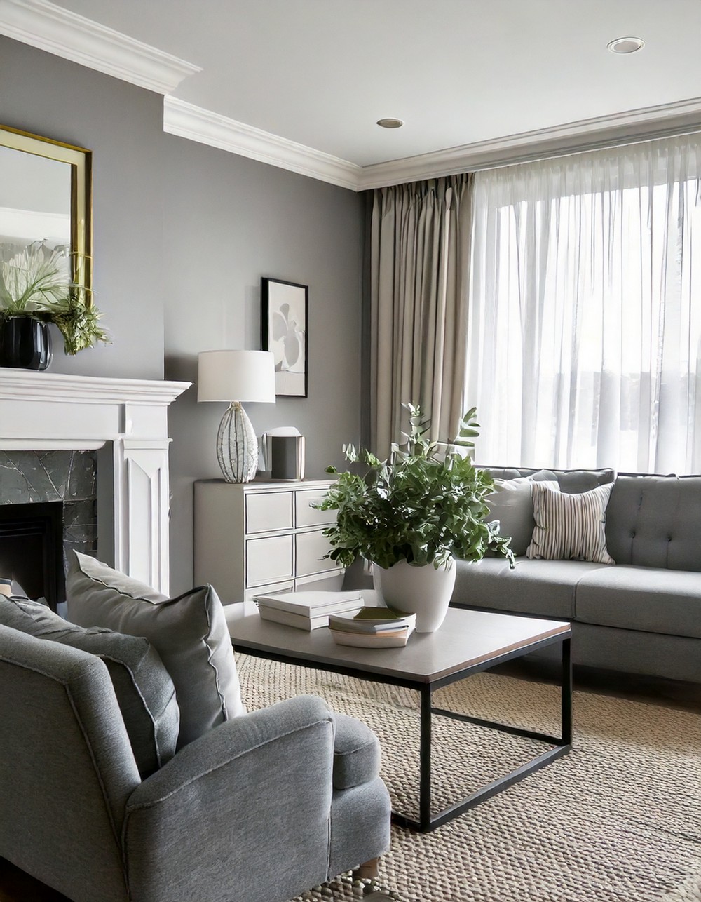 Gray and White Living Room for an Update