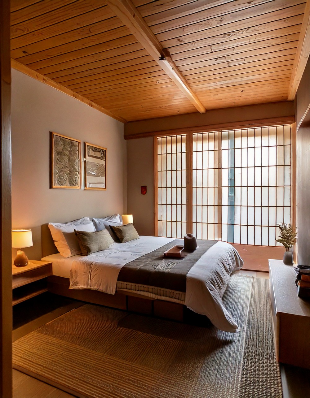 Japanese-Inspired Studio Apartment Layout with Sliding Doors