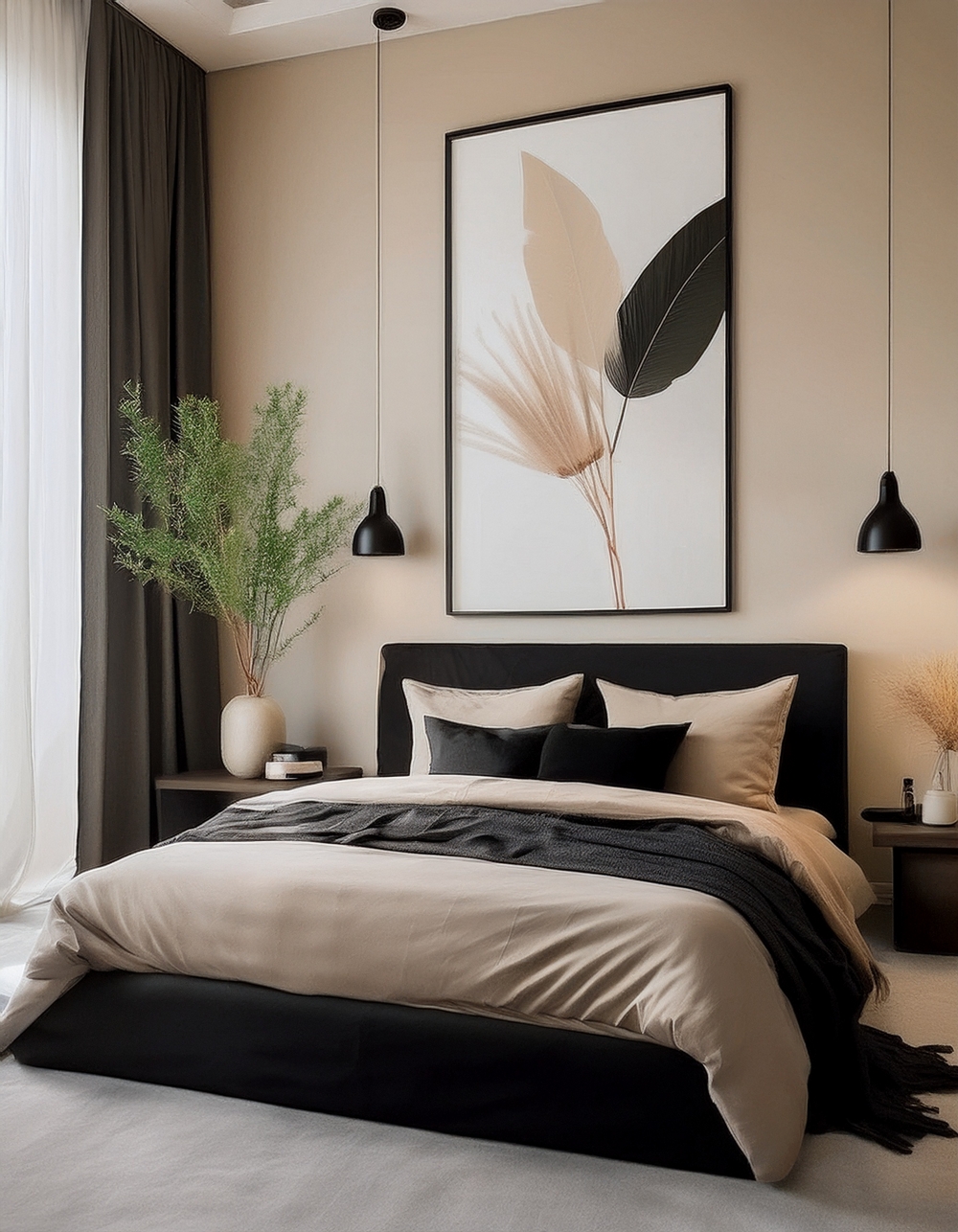10 Affordable Beige and Black Bedroom Ideas - The Newlywed
