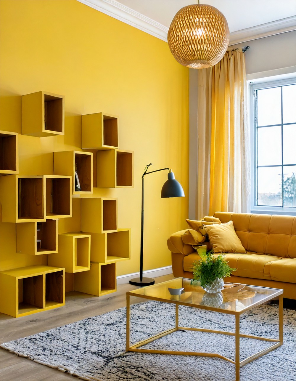 Modern Flair with a Yellows Inspired Living Room