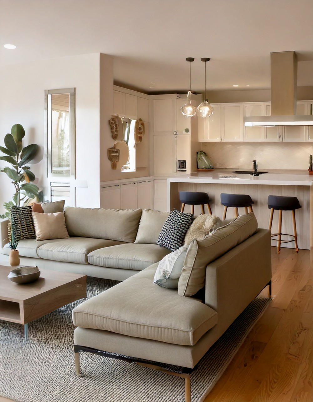 Open Kitchen and Rectangle Living Room Combo Layouts