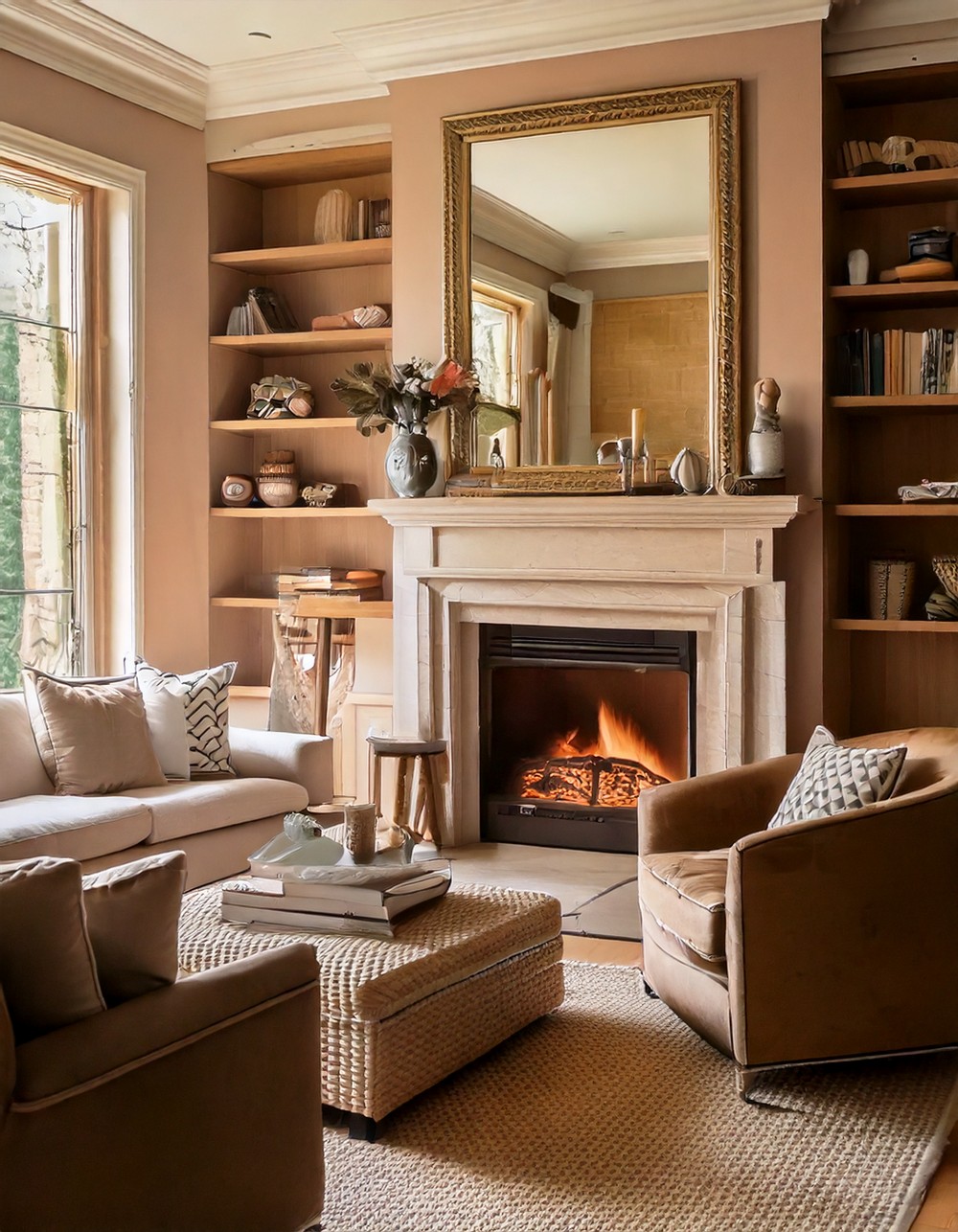 Rectangle Living Room Ideas Featuring Cozy Fireplaces