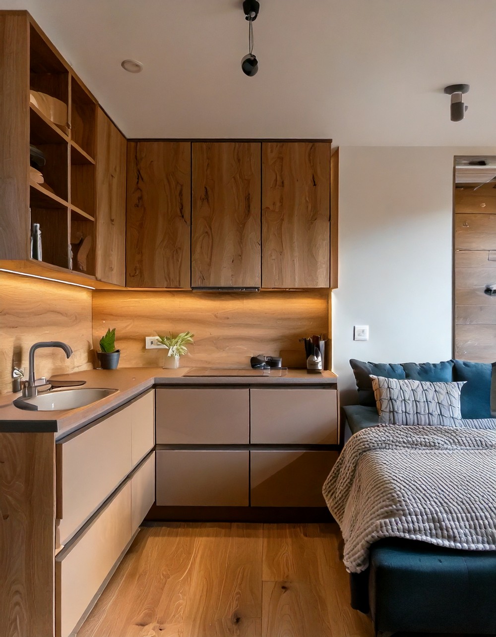 Studio Apartment Layout with a Work-from-Home Office Space