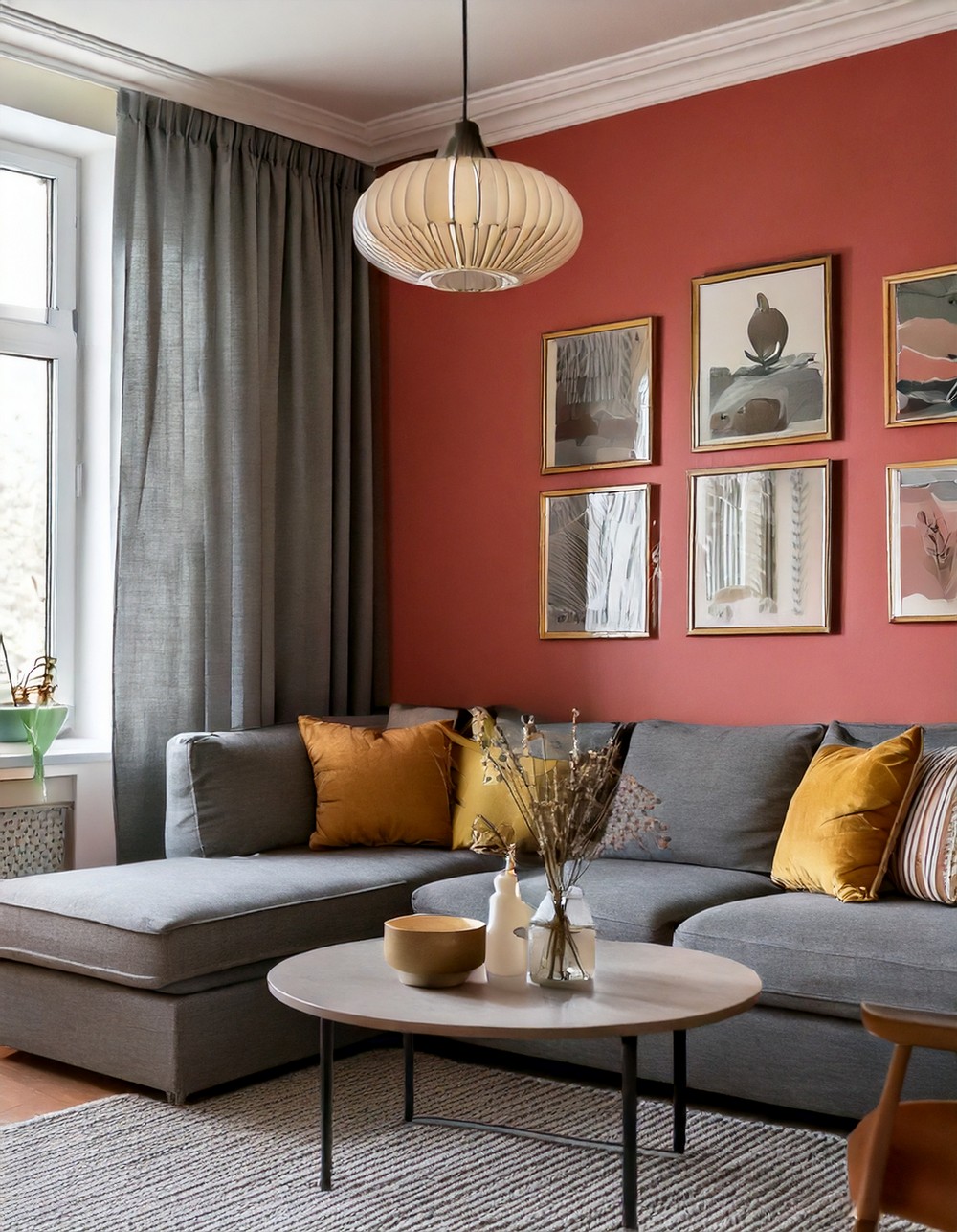 Stylish Living Room Wall Colors with Gray Couch That Pop