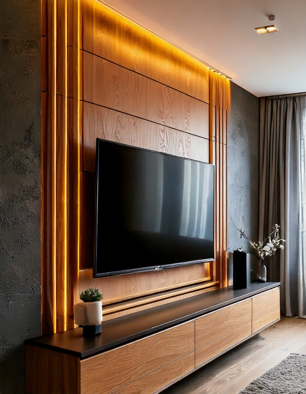 TV Wall with a Hidden Projector Screen