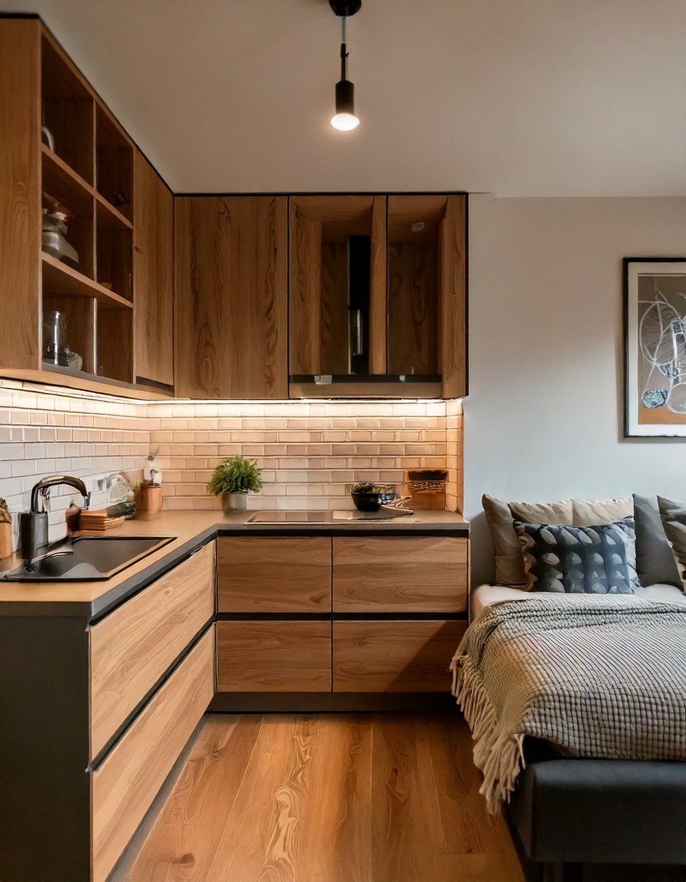 U-Shaped Studio Apartment Layout for a Cozy Feel