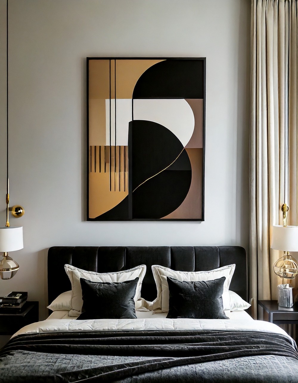 Abstract Black and Cream Wall Art