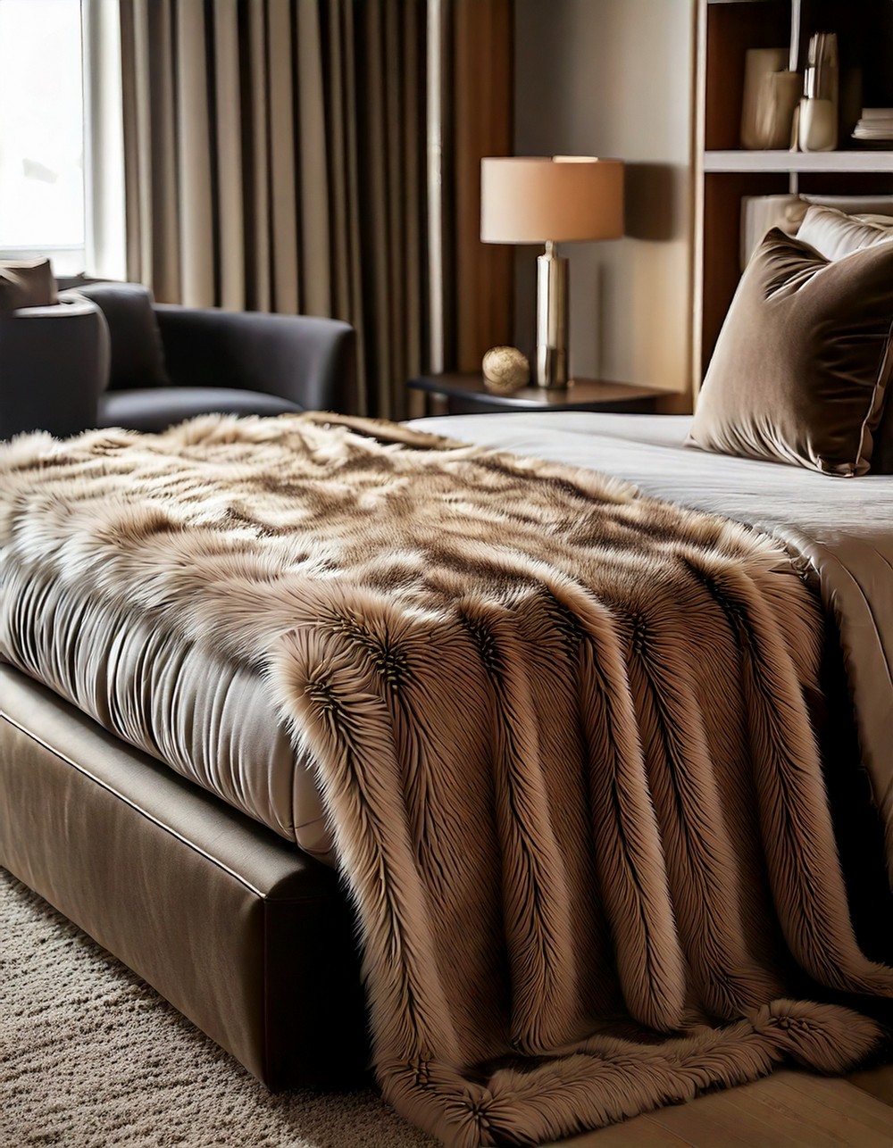 Add a plush faux fur throw for texture