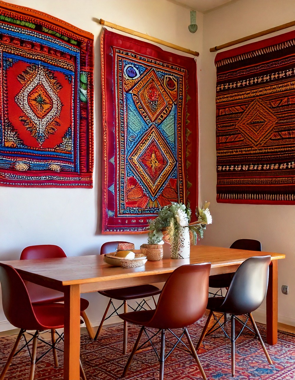 Add ethnic-inspired artwork to the walls