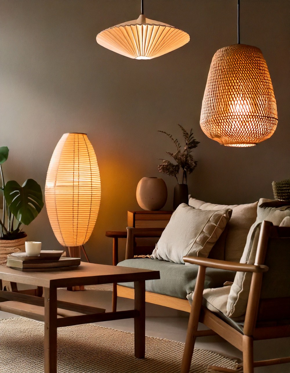 Add paper or fabric lampshades for soft lighting