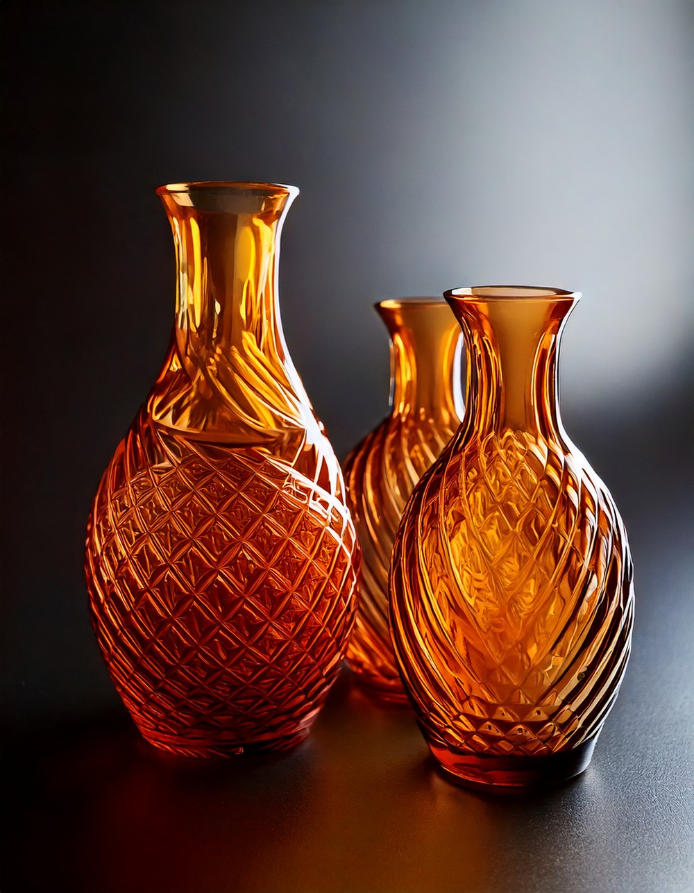 Amber Glass Bud Vases