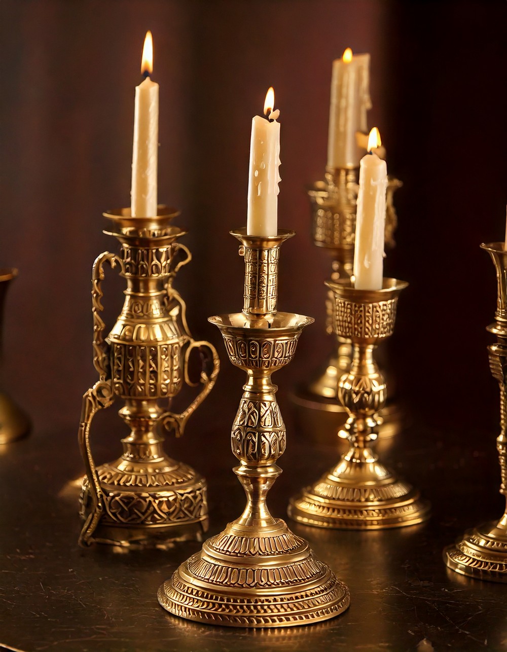 Antique Brass Candle Holders