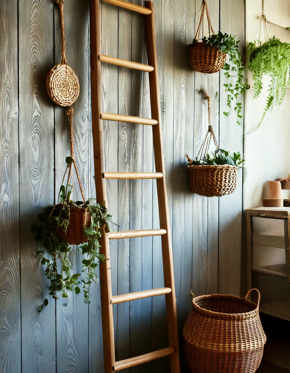Antique Wooden Ladder Decor