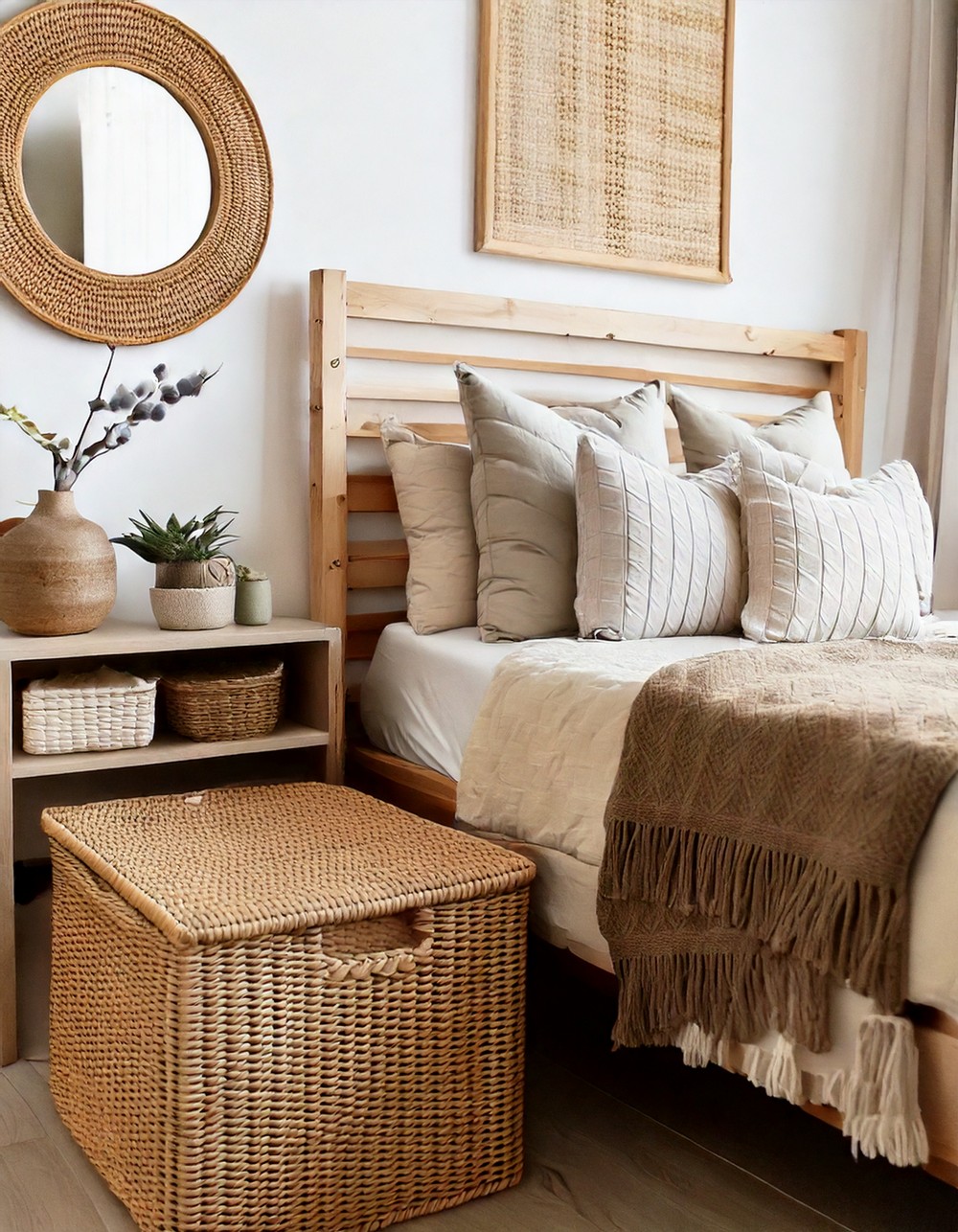 Beige Woven Storage Baskets