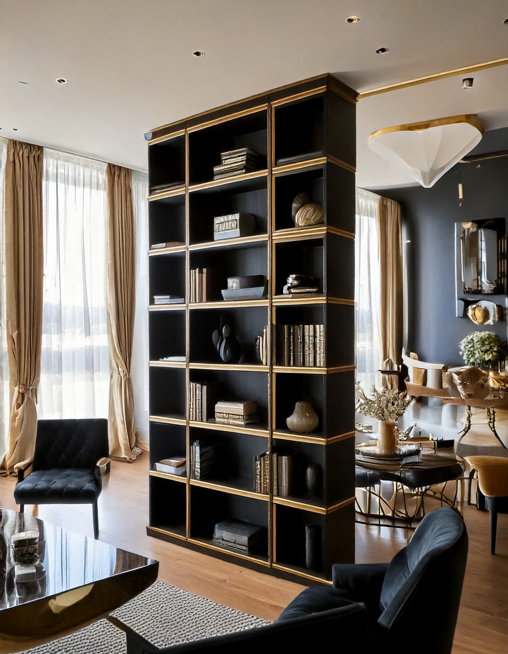 Black and Gold Geometric Bookshelf