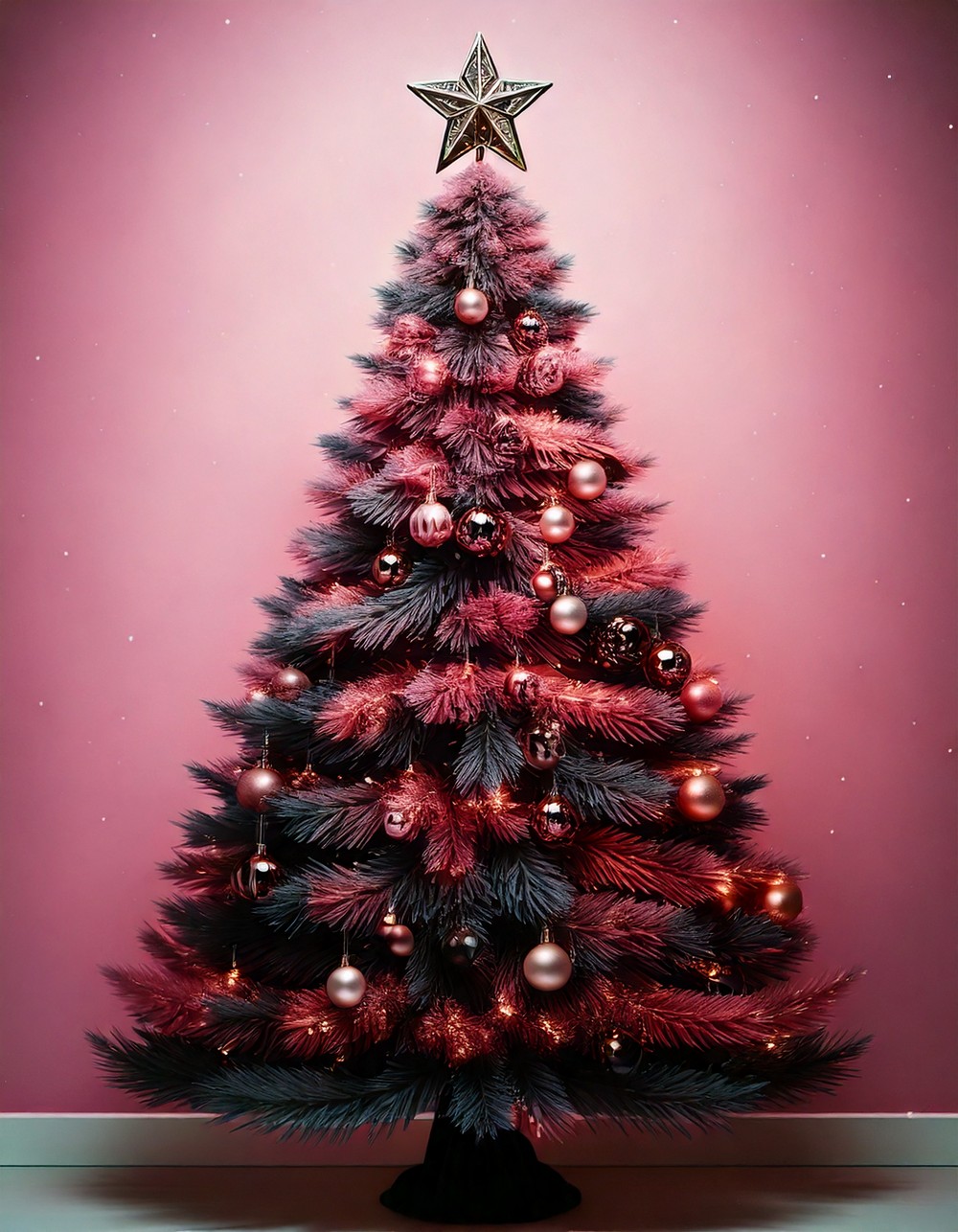 Black and Pink Ombre Christmas Tree