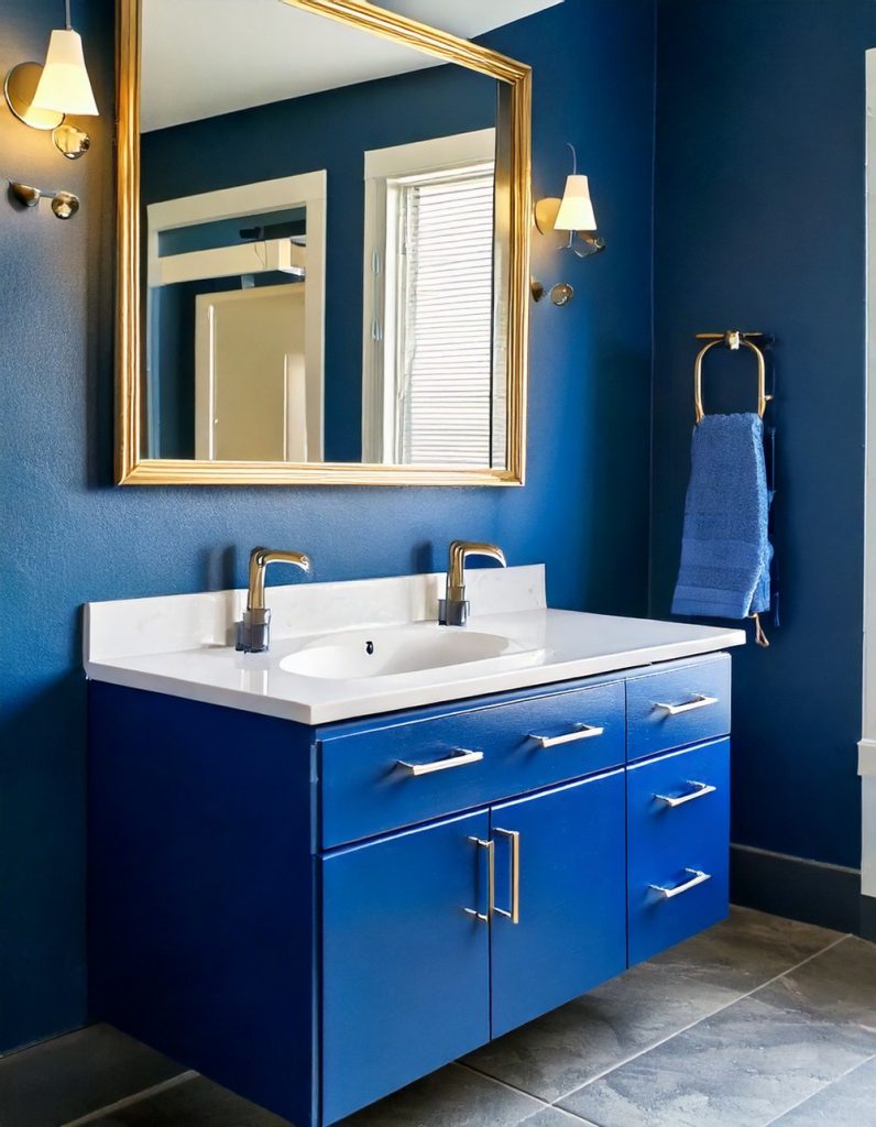 20 Floating Vanity Ideas for Small Blue Bathrooms - The Newlywed