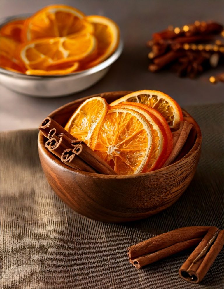 Bowl of Cinnamon Sticks and Dried Oranges