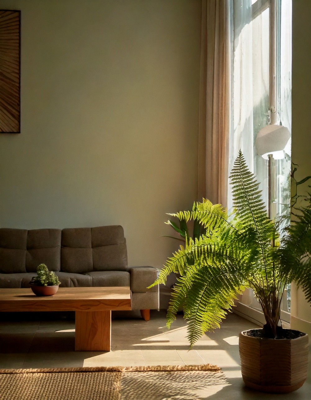 Bring in green plants like bonsai or ferns