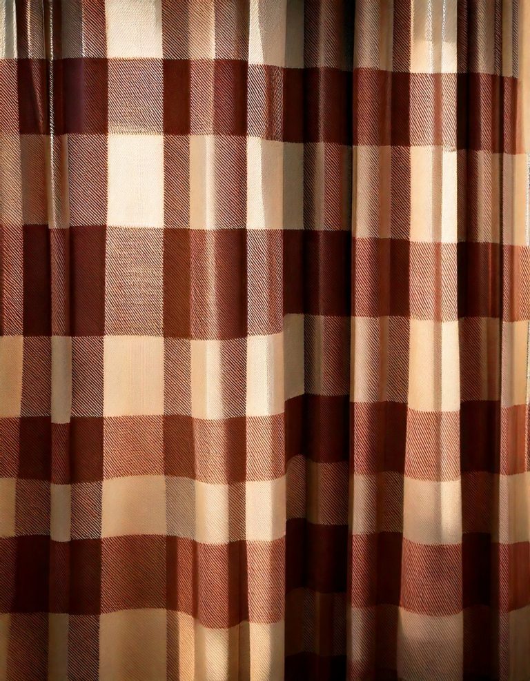 Buffalo Check Curtains in Brown and Cream