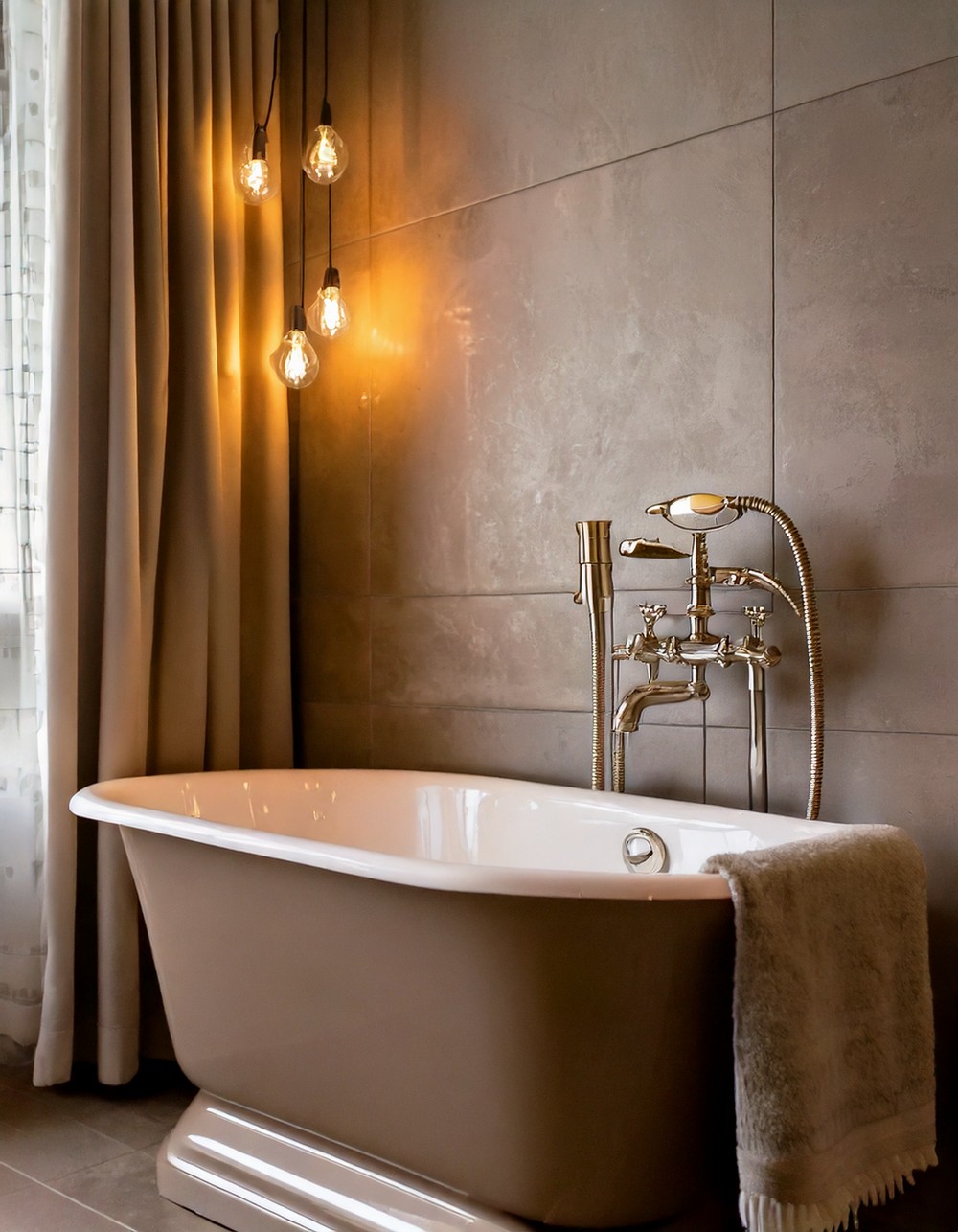 Candlelit Taupe Bathtub