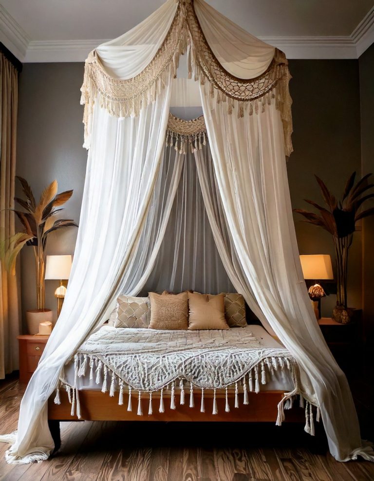 Canopy Bed with Sheer Fabrics